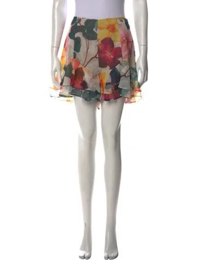 Pre-owned Patbo Floral Print Mini Skirt In Neutral
