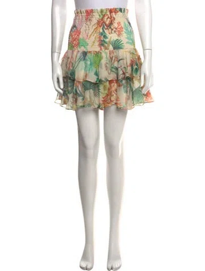 Pre-owned Patbo Floral Print Mini Skirt In Neutral