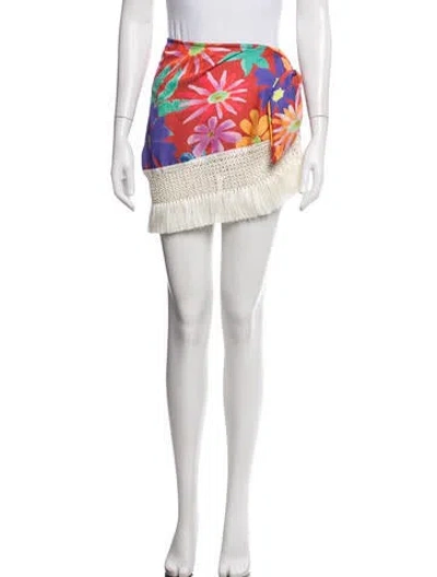 Pre-owned Patbo Floral Print Mini Skirt In Red