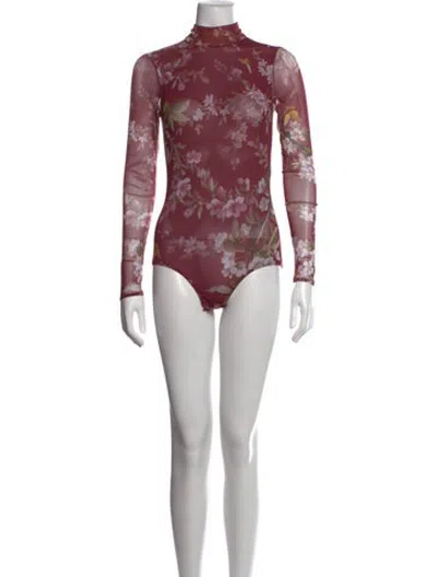 Pre-owned Patbo Floral Print Mock Neck Bodysuit W/ Tags In Multicolor