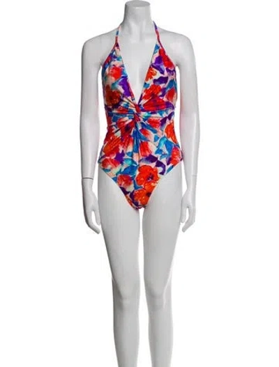 Pre-owned Patbo Floral Print One-piece In Purple