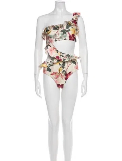 Pre-owned Patbo Floral Print One-piece W/ Tags In Neutrals