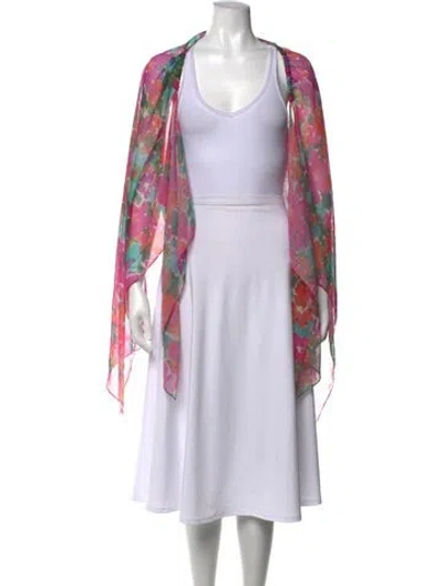 Pre-owned Patbo Floral Print Open Front Sweater In Pink
