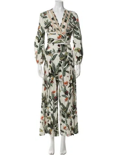 Pre-owned Patbo Floral Print Pant Set In Green