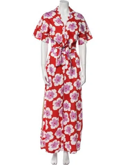 Pre-owned Patbo Floral Print Pant Set In Red