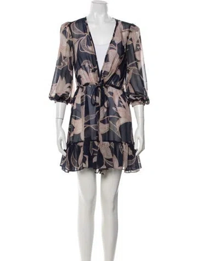Pre-owned Patbo Floral Print Ruffle Embellishment Cover-up In Blue
