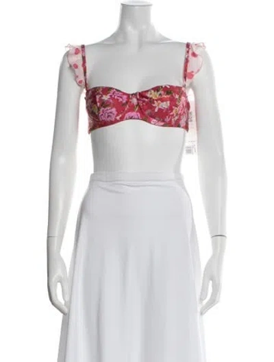 Pre-owned Patbo Floral Print Ruffle Embellishment Top W/ Tags In Neutrals