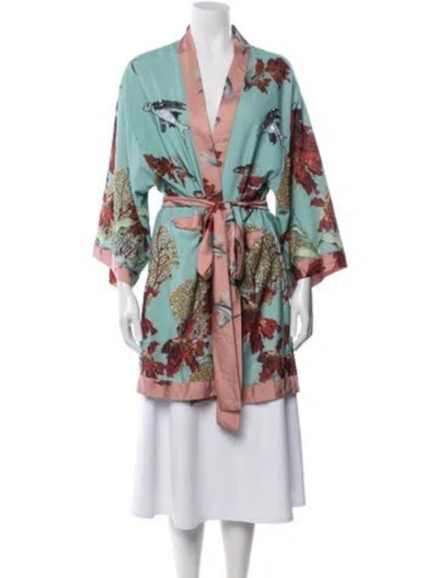 Pre-owned Patbo Floral Print Sequin Embellishments Robe W/ Tags In Multi