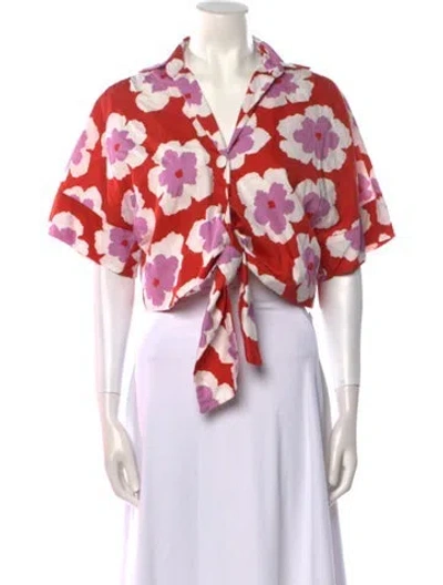 Pre-owned Patbo Floral Print Short Sleeve Crop Top W/ Tags In Multi