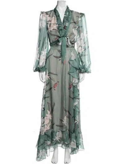Pre-owned Patbo Floral Print Skirt Set In Green