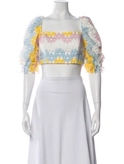 Pre-owned Patbo Floral Print Square Neckline Crop Top In Multi