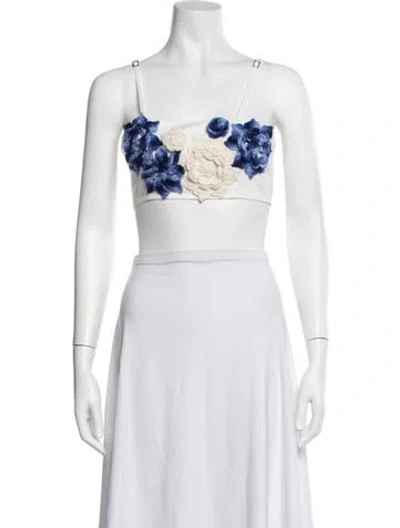 Pre-owned Patbo Floral Print Square Neckline Crop Top In Multicolor
