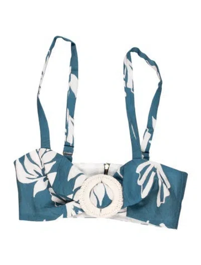 Pre-owned Patbo Floral Print Square Neckline Crop Top W/ Tags In Blue