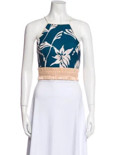 Pre-owned Patbo Floral Print Square Neckline Crop Top W/ Tags In White