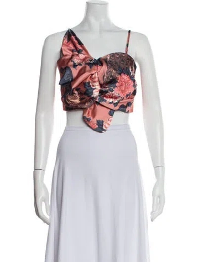 Pre-owned Patbo Floral Print Strapless Crop Top In Pink