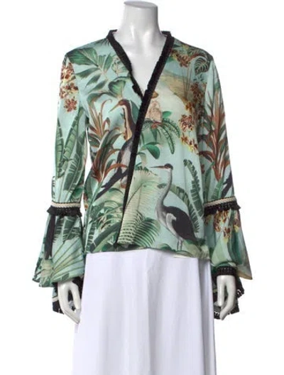 Pre-owned Patbo Floral Print V-neck Blouse In Multi