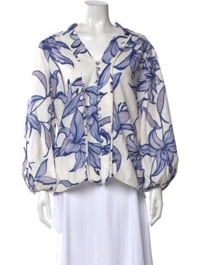Pre-owned Patbo Floral Print V-neck Blouse In Neutral