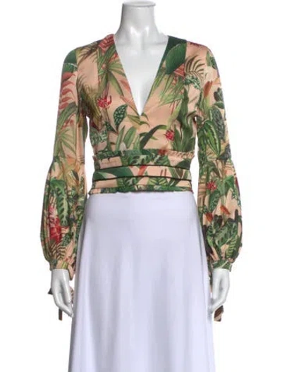 Pre-owned Patbo Floral Print V-neck Blouse In Neutral