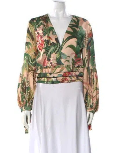 Pre-owned Patbo Floral Print V-neck Blouse In Pink