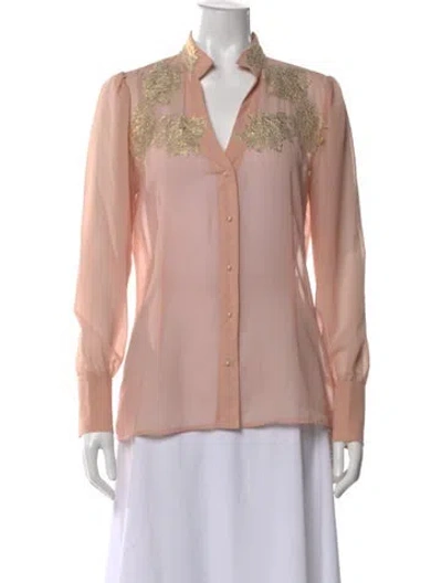 Pre-owned Patbo Floral Print V-neck Blouse In Pink