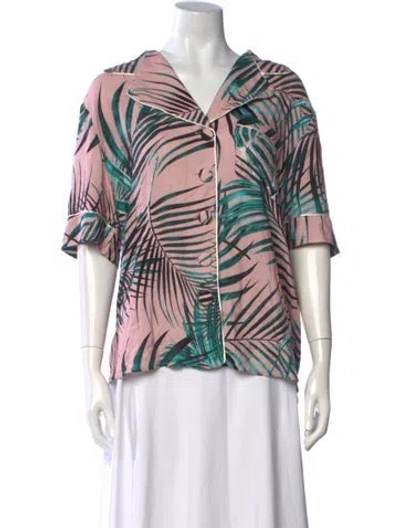 Pre-owned Patbo Floral Print V-neck Blouse In Pink
