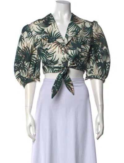 Pre-owned Patbo Floral Print V-neck Crop Top In Multi