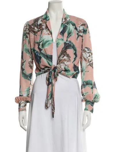 Pre-owned Patbo Floral Print V-neck Crop Top In Pink