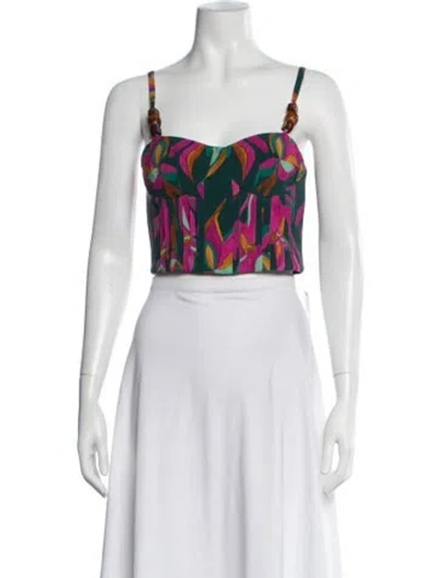 Pre-owned Patbo Floral Print V-neck Crop Top W/ Tags In Blue/green