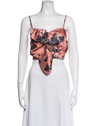 Pre-owned Patbo Floral Print V-neck Crop Top W/ Tags In White