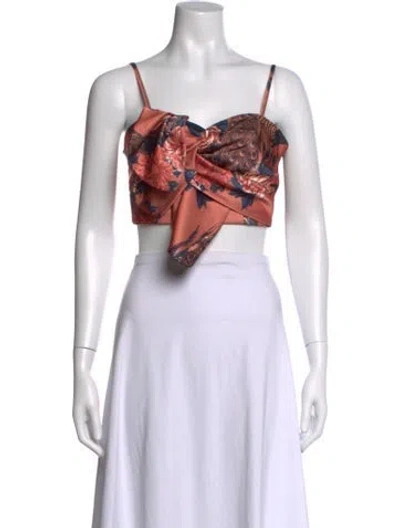 Pre-owned Patbo Floral Print V-neck Crop Top In White