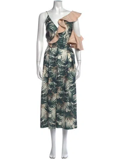 Pre-owned Patbo Floral Print V-neck Jumpsuit In Multi