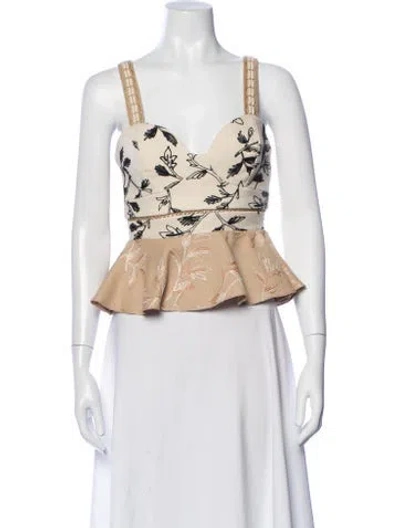 Pre-owned Patbo Floral Print V-neck Top In Neutrals