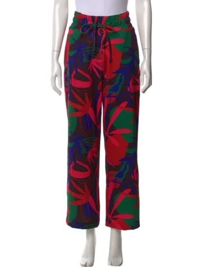 Pre-owned Patbo Floral Print Wide Leg Pants In Black