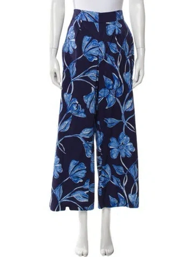 Pre-owned Patbo Floral Print Wide Leg Pants In Blue
