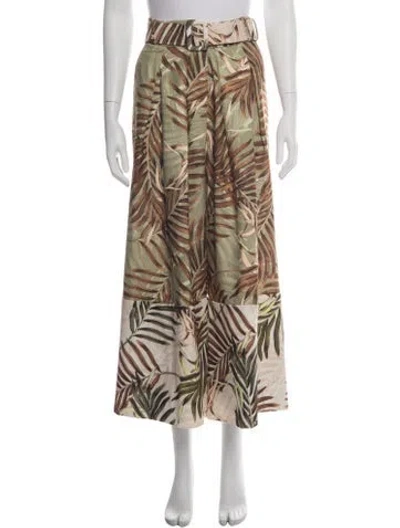 Pre-owned Patbo Floral Print Wide Leg Pants In Green