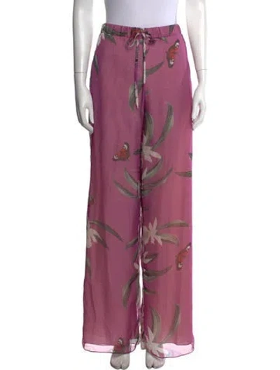 Pre-owned Patbo Floral Print Wide Leg Pants In Purple