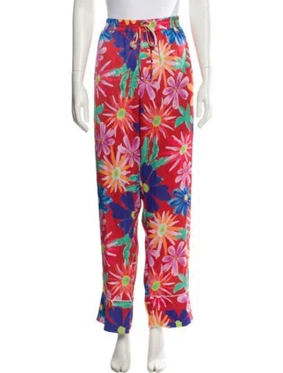 Pre-owned Patbo Floral Print Wide Leg Pants In Red