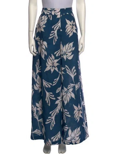 Pre-owned Patbo Floral Print Wide Leg Pants W/ Tags In Blue