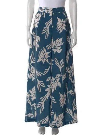 Pre-owned Patbo Floral Print Wide Leg Pants W/ Tags In Blue