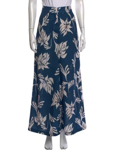 Pre-owned Patbo Floral Print Wide Leg Pants W/ Tags In Blue