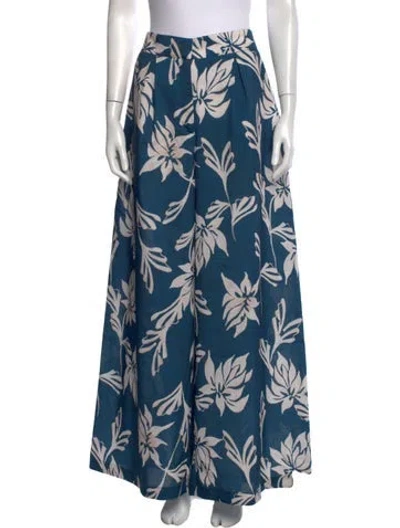 Pre-owned Patbo Floral Print Wide Leg Pants W/ Tags In Blue