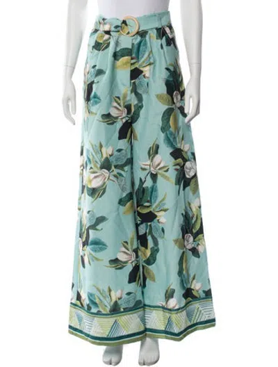 Pre-owned Patbo Floral Print Wide Leg Pants W/ Tags In Blue/green