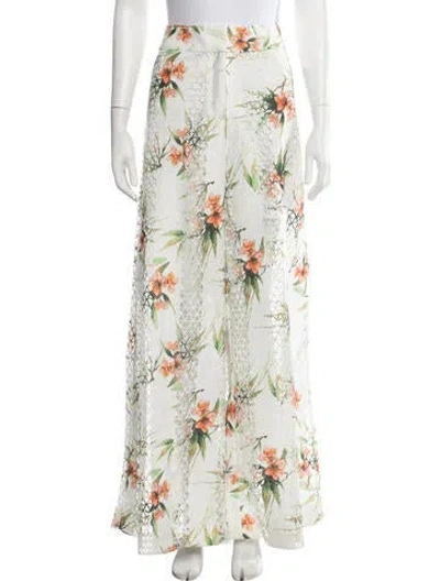 Pre-owned Patbo Floral Print Wide Leg Pants In White
