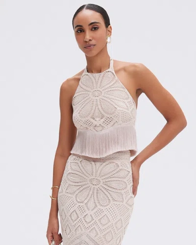 Patbo Flower Crochet Halterneck Top In Beige
