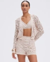 Patbo Flower Crochet Short In Beige