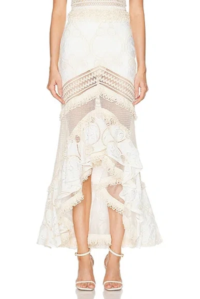 Patbo Fluted Lace Maxi Skirt In Natural