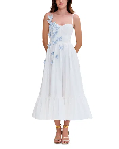 Patbo Flutter Poplin Butterfly Midi Dress In White