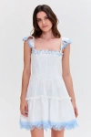 Patbo Flutter Poplin Mini Dress In White