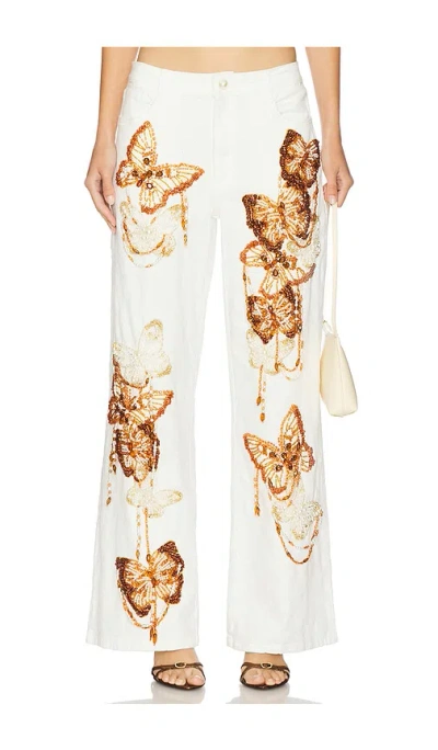 Patbo Flutter Tones Denim Pants In White