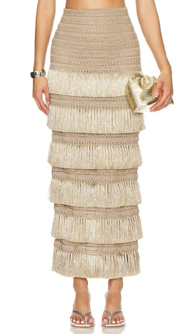 Patbo Fringe Maxi Skirt In Gold